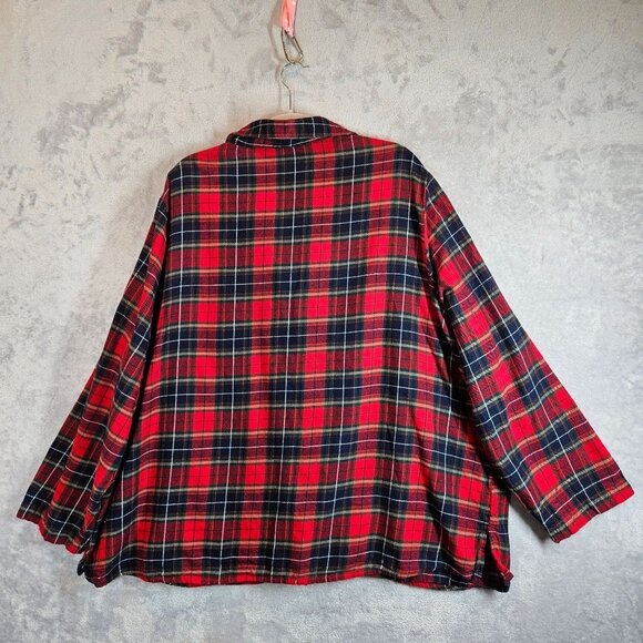 Old Navy Red Navy Plaid Flannel Pajama Set 3X Button-Up Top Drawstring Pants - Picture 3 of 13